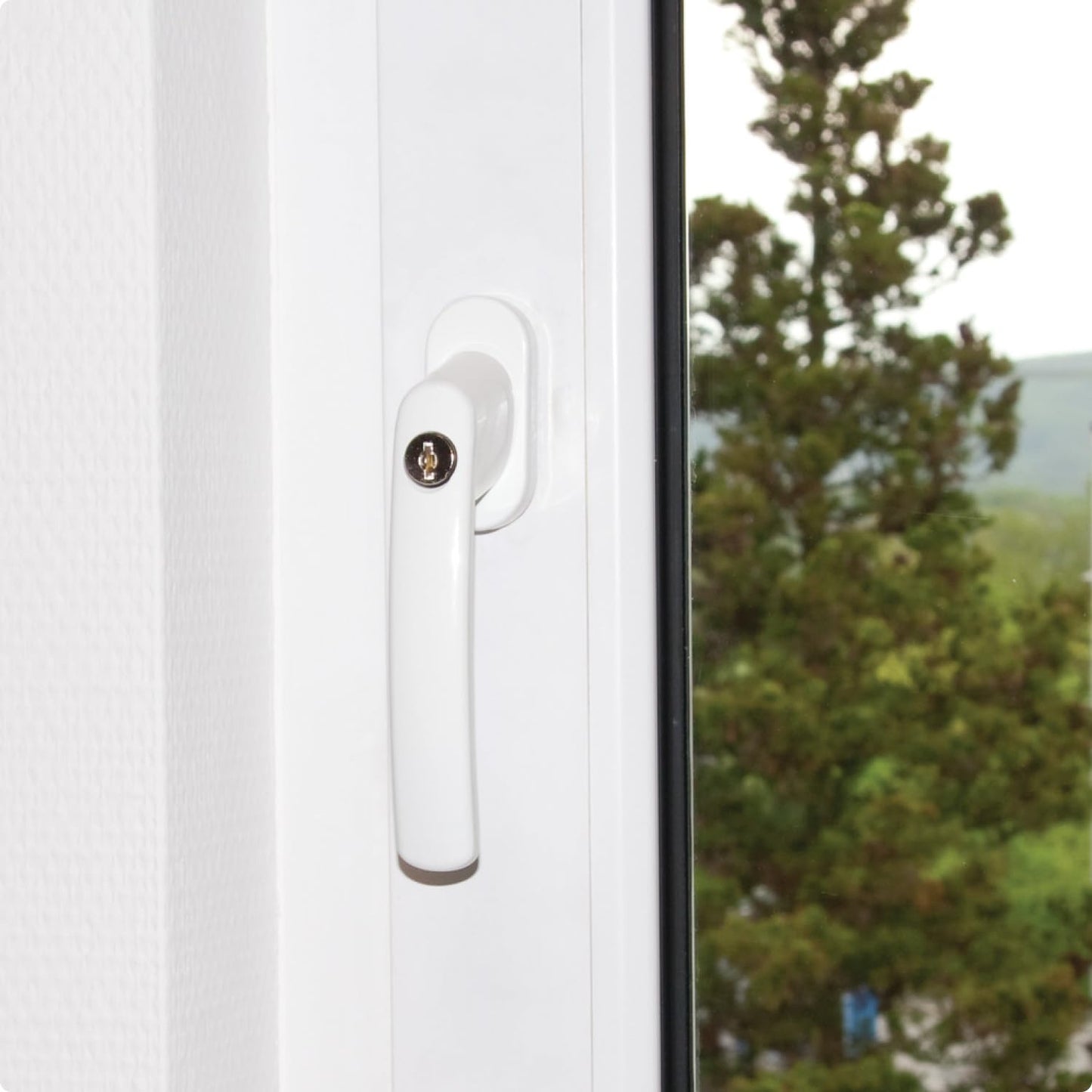 ABUS Lockable Window Handle FG200 AB208-10 piece set - Window knob with push cylinder, keyed alike - ABUS security level 3-88562 - White