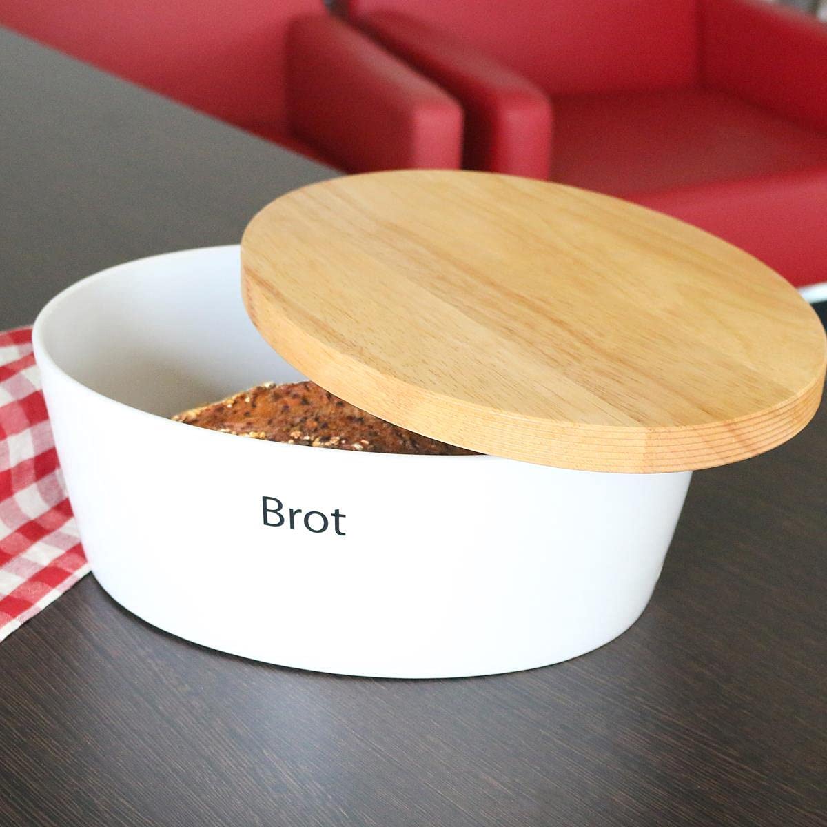 440s.de Ceramic Breadbox with wooden lid, approx. 30 x 23 x 13.5 cm | CON-03930000