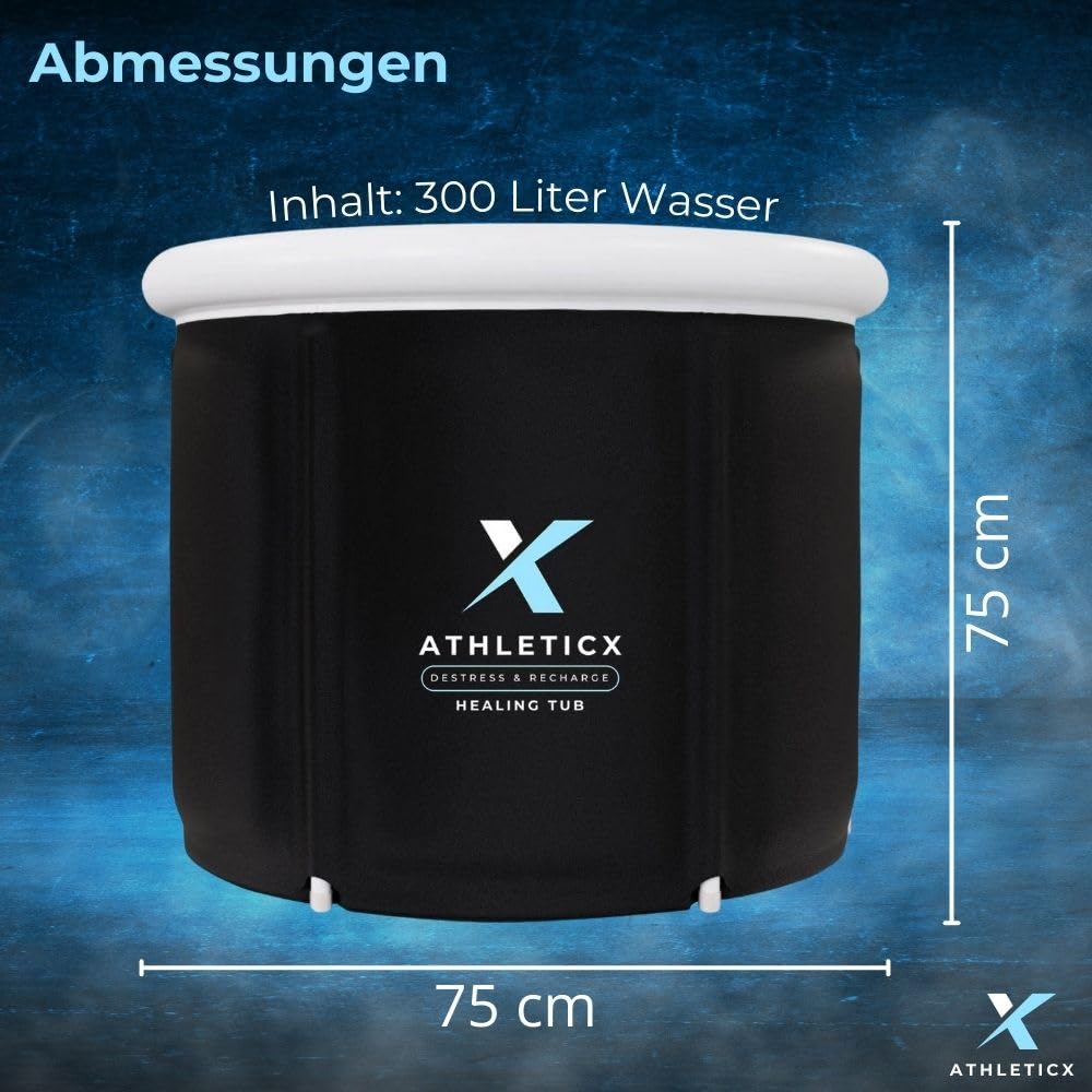 Athleticx Premium Ice Bath XXL, Foldable bathtub for adults, Inflatable Ice Bucket for Athletes, Sitz bath - Including Insulating Cover, Lid, Storage Bag, and Hand Pump