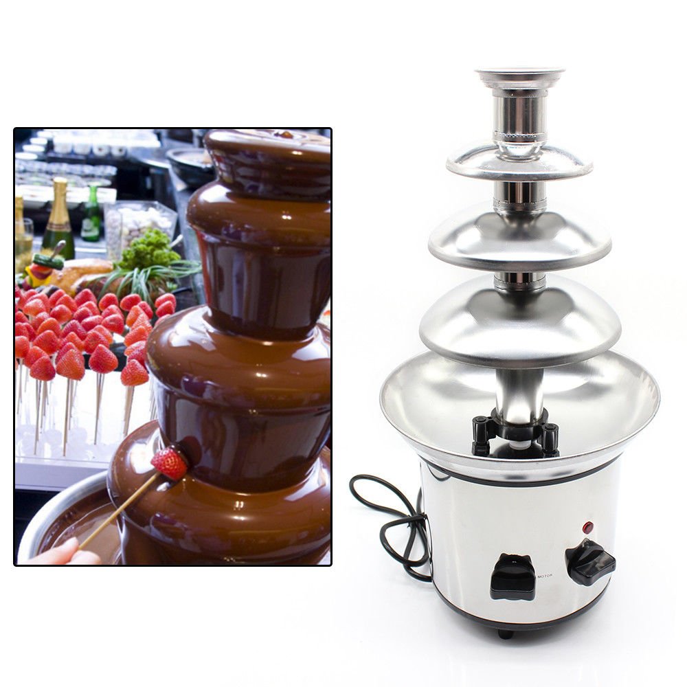 4-tier chocolate fountain 170 watt chocolate fountain Maximum capacity of 1kg chocolate Stainless steel with warming function