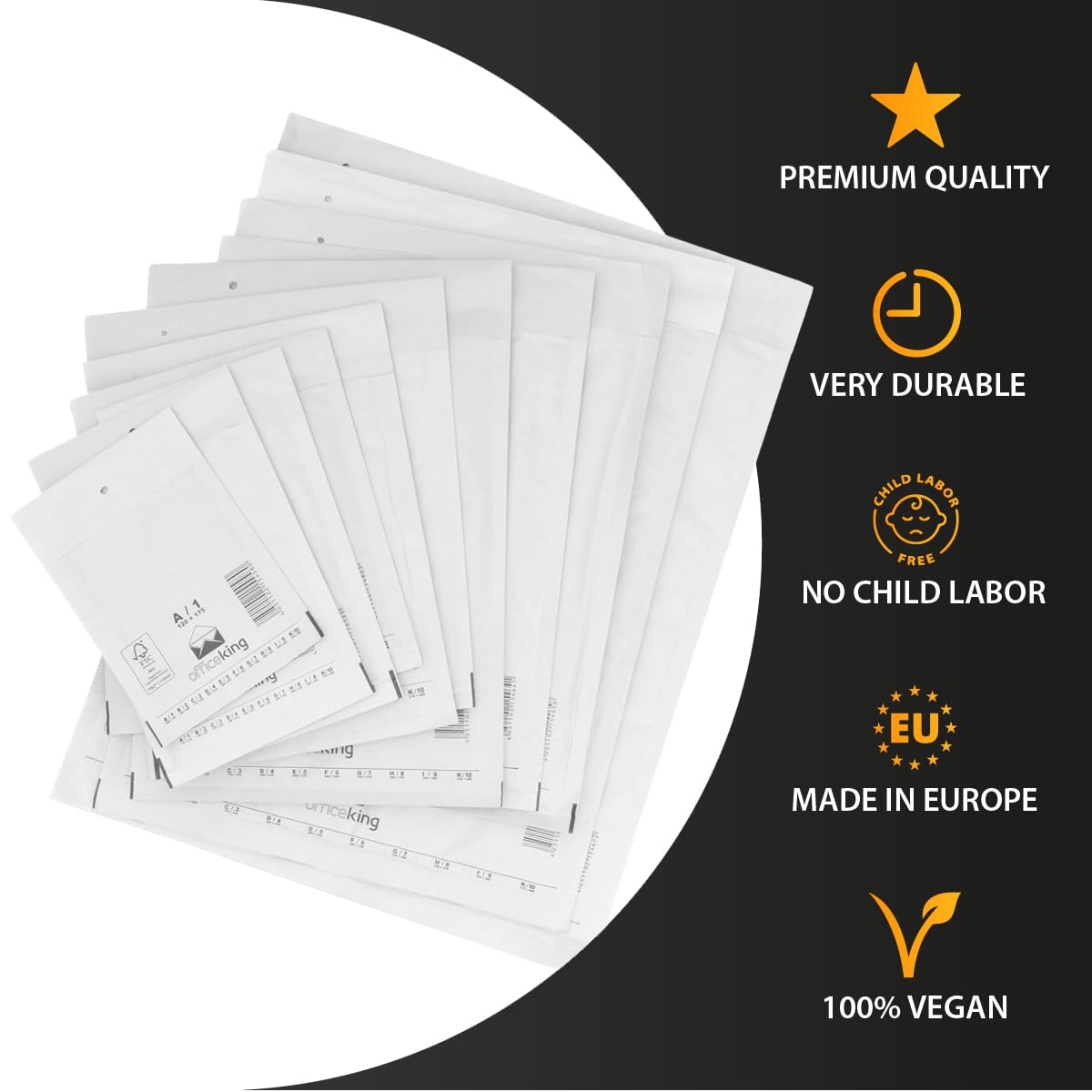 50 air bubble mailers, bubble envelopes I9, Inner dimensions: 300 x 445 mm, White shipping packaging cushioned envelopes self-adhesive suitable for DIN A3