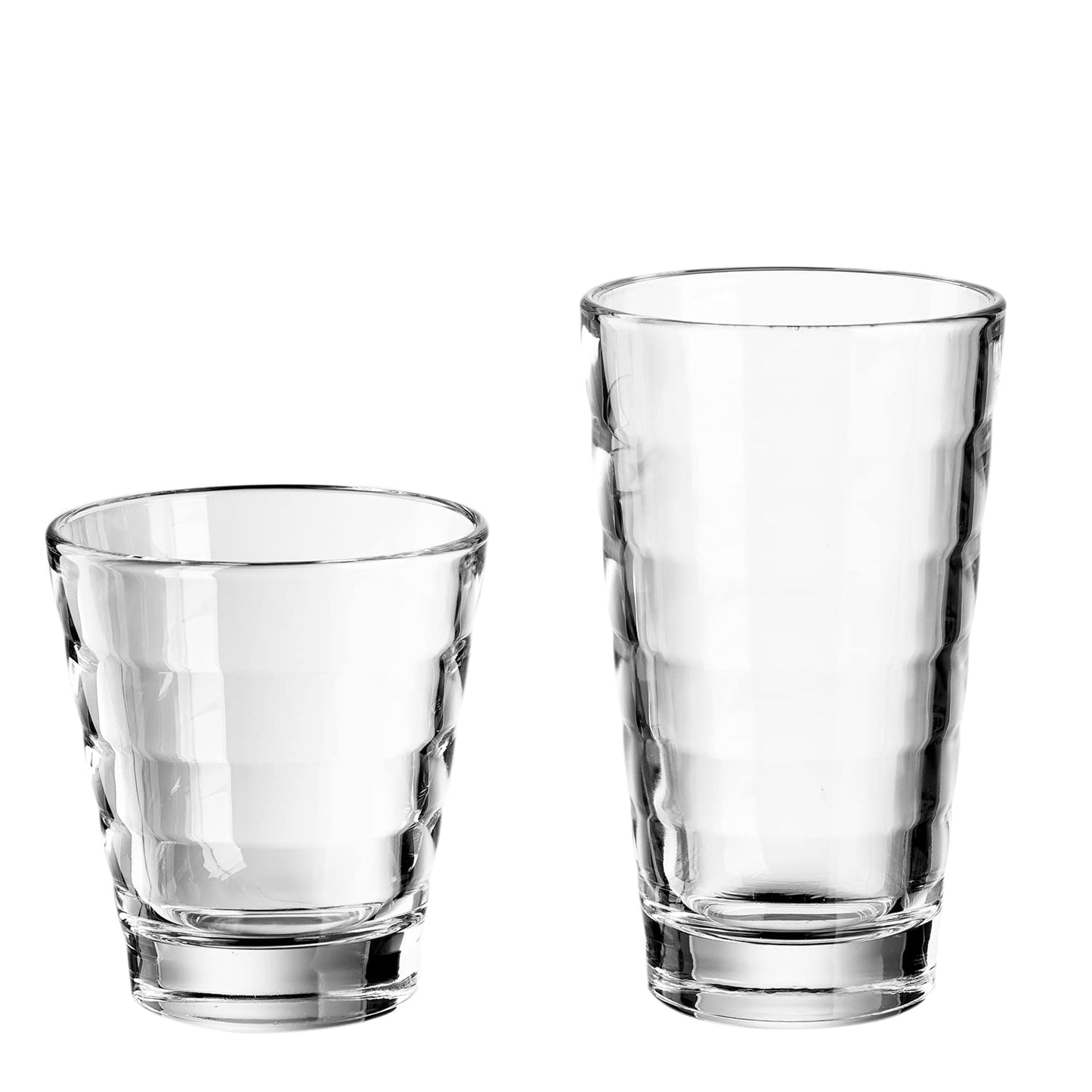 LEONARDO HOME Onda water glasses, 12 pieces (1 pack), dishwasher-safe juice glasses, glass drinking cups with pattern, 12 pieces, 210 ml, 300 ml, clear, 011019