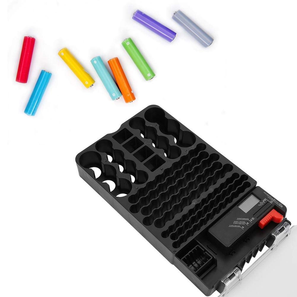 1 PC Battery Storage 104 Grids Battery Storage Box Battery Organizer Battery Box with Battery Tester with precise detection of AA, AAA, C, D, and 9V battery measurements.