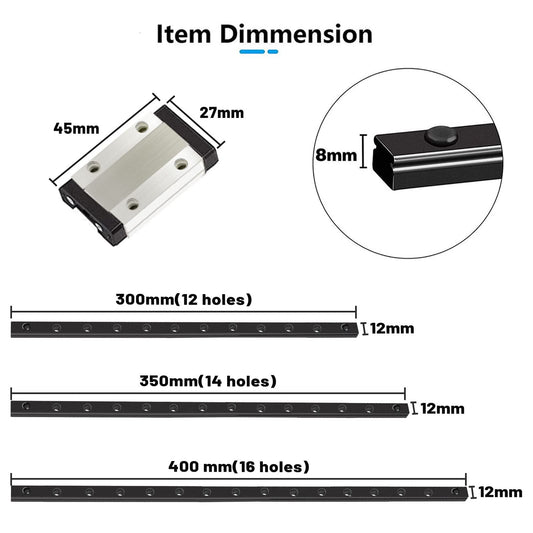 UniTak3D MGN12 Linear Guide Rail 400mm with MGN12H Bearing Steel Carriage Block for CoryXY DIY 3D Printers and CNC Machines
