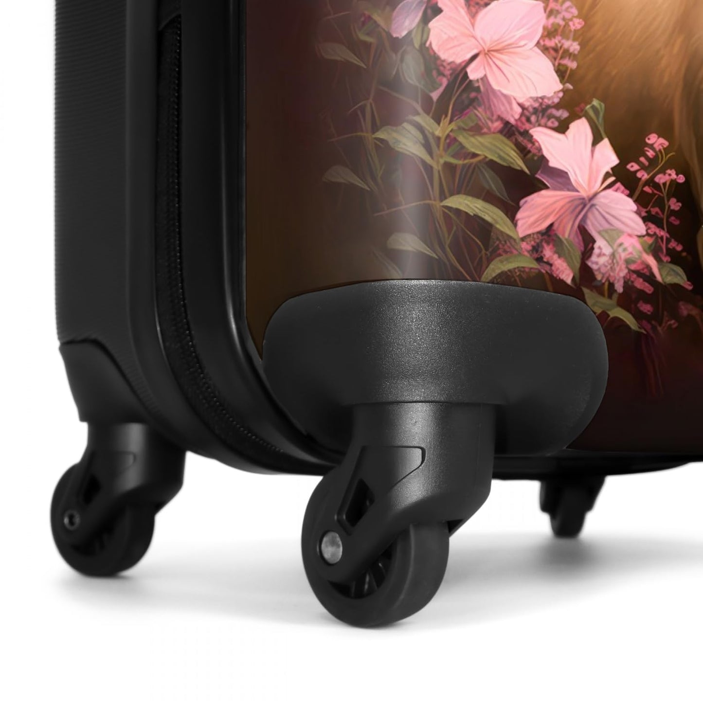 NoBoringSuitcases.com® Kids suitcase for girls travel luggage with wheels carry-on luggage horse - Pink flowers - Nature - Forest - 55x35x20cm