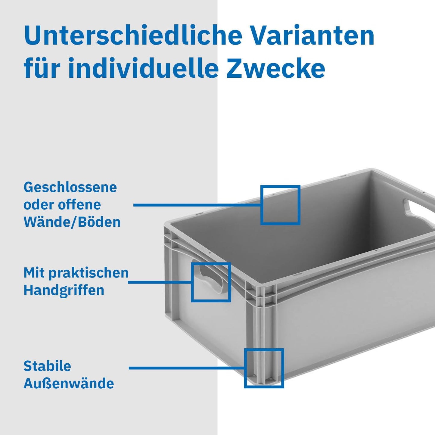 THE BOX FACTORY Euro container 600x400x320mm | Storage box | Plastic crates | Storage containers with handles | Sturdy stacking box | Euro box | Reusable container