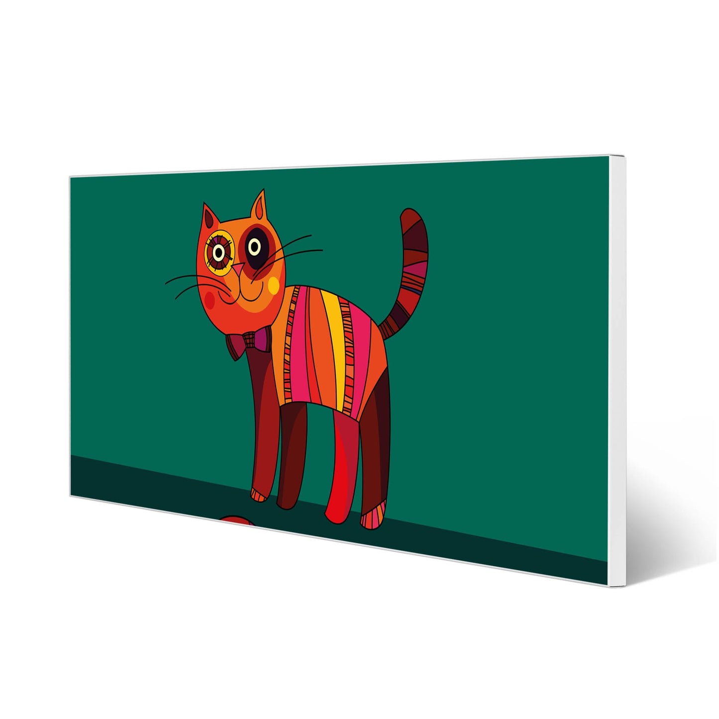 banjado magnetic board white 78 x 37cm / metal magnetic board as memo board/pinboard for kitchen, office, children's room incl. 4 magnets & mounting kit - design orange cat