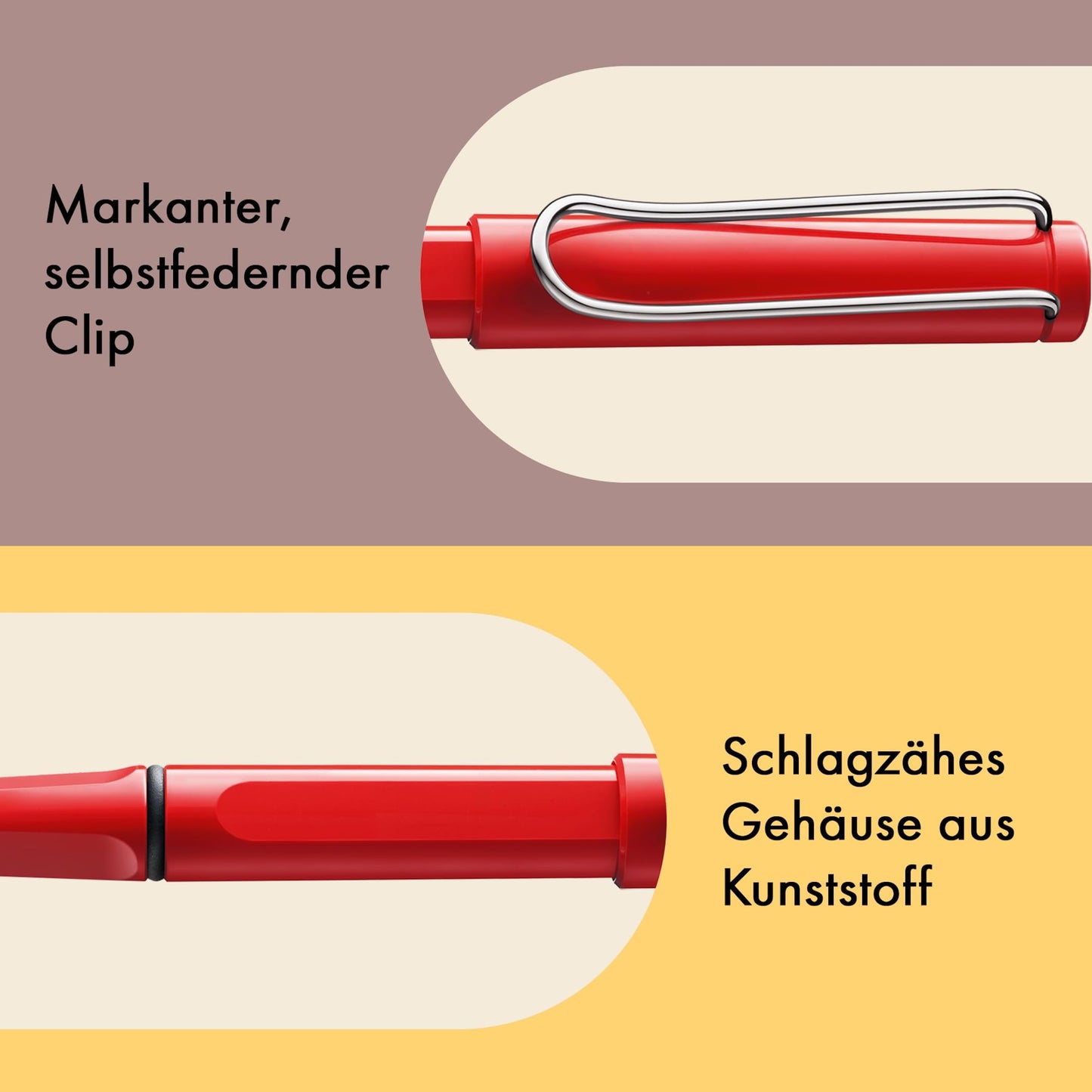 Lamy Safari Red Rollerball - timeless classic pen with ergonomic grip & medium nib - made of durable ASA plastic - comes with black rollerball refill M 63