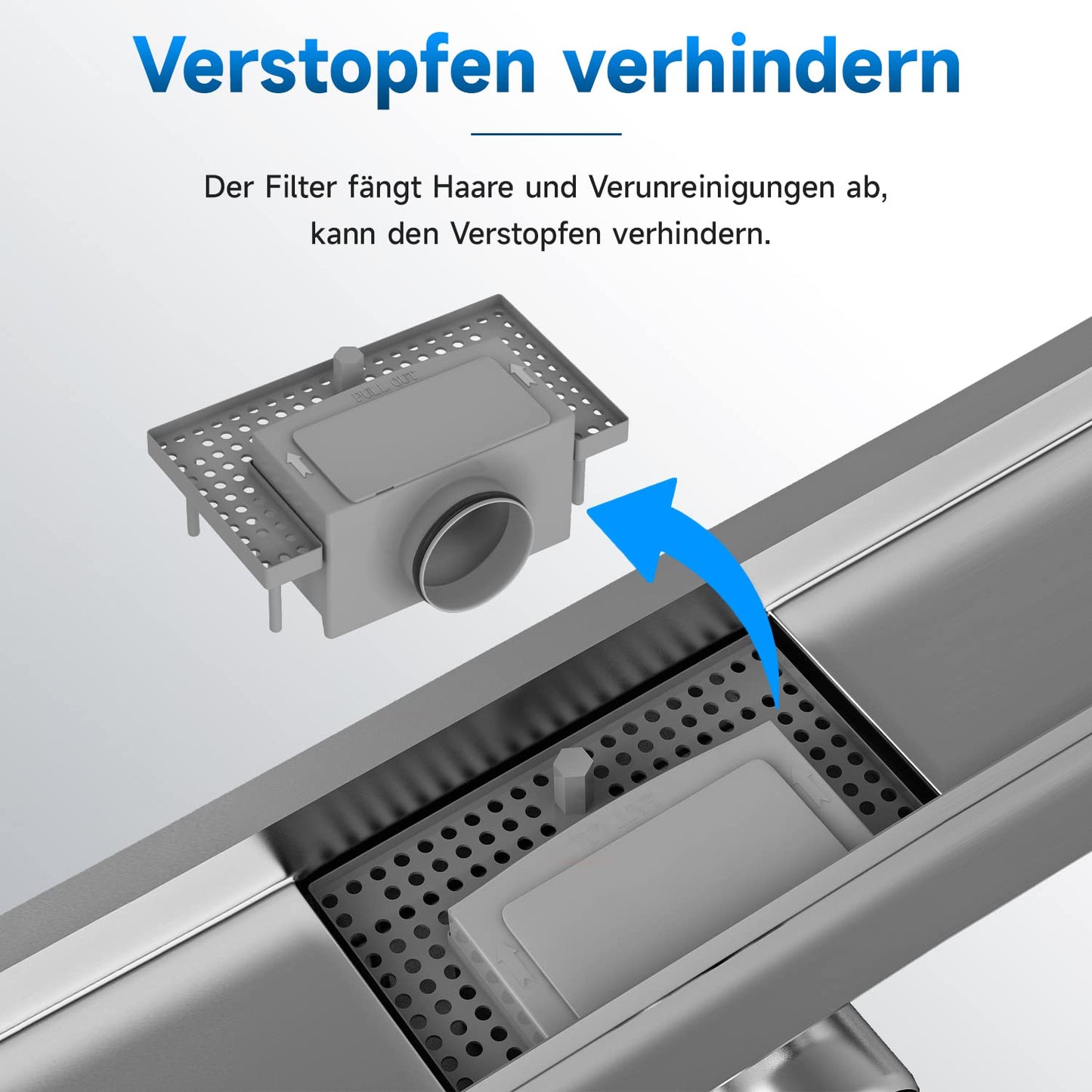 SONNI shower channel 80cm stainless steel tileable complete set double-sided drain floor drain flat with odor stop and hair sieve edge drain 2 in 1 stainless steel drain channel complete set with floor mounting