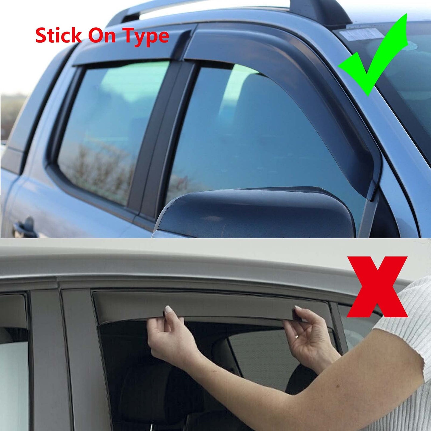 JHCHAN Wind Deflector for Toyota Hilux 2015-2024 Hilux AN110 AN120 AN130 Double Cab 4X4 Smoke Black Rain Deflector 4 Pieces