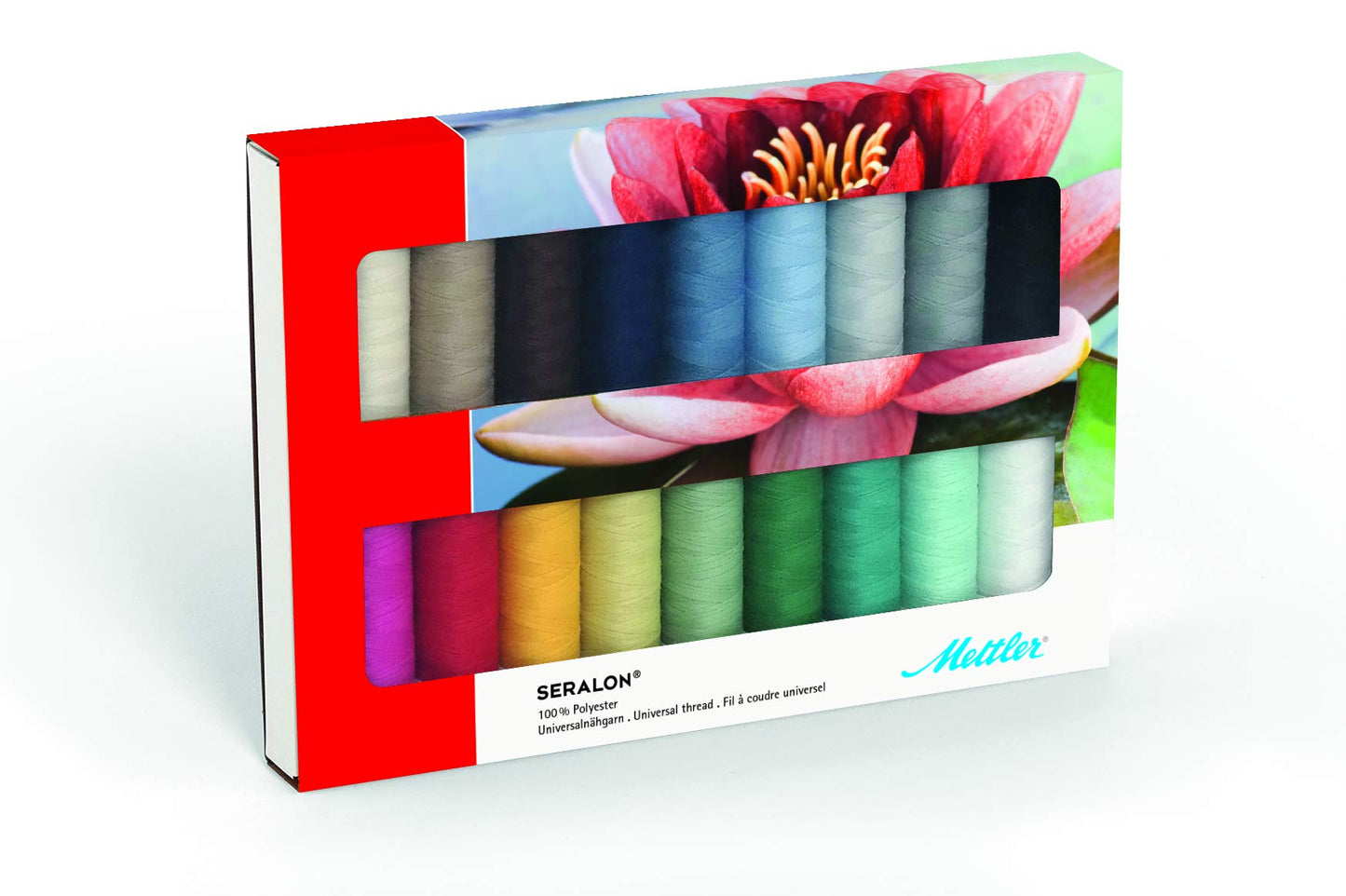 Mettler SERALON 18-piece Kit Thread Set: Universal thread for sewing or embroidering, thread for sewing machine, 100% polyester, SE18-Kit, 200m per spool.