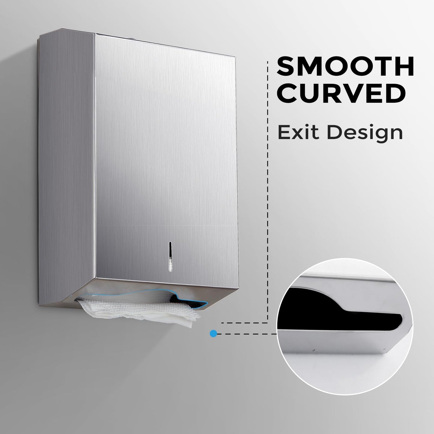 modunful Paper Towel Dispenser Wall Mount - Multifold Trifold Paper Towel Dispenser, Large Capacity Stainless Steel Tissue Holder, Suitable for Bathroom and Public Places
