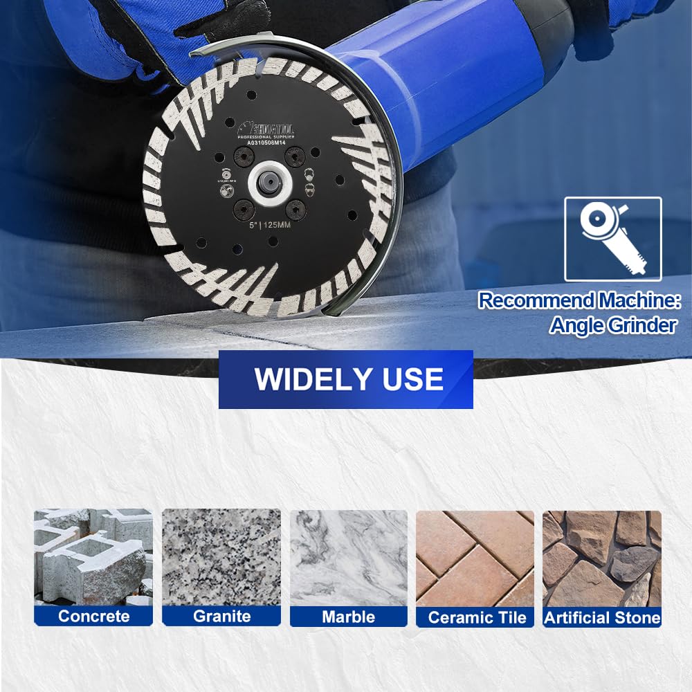 SHDIATOOL 230mm Diamond Cutting Disc with Turbo Sloped Protection Teeth for Concrete Brick Tile Granite Marble Masonry