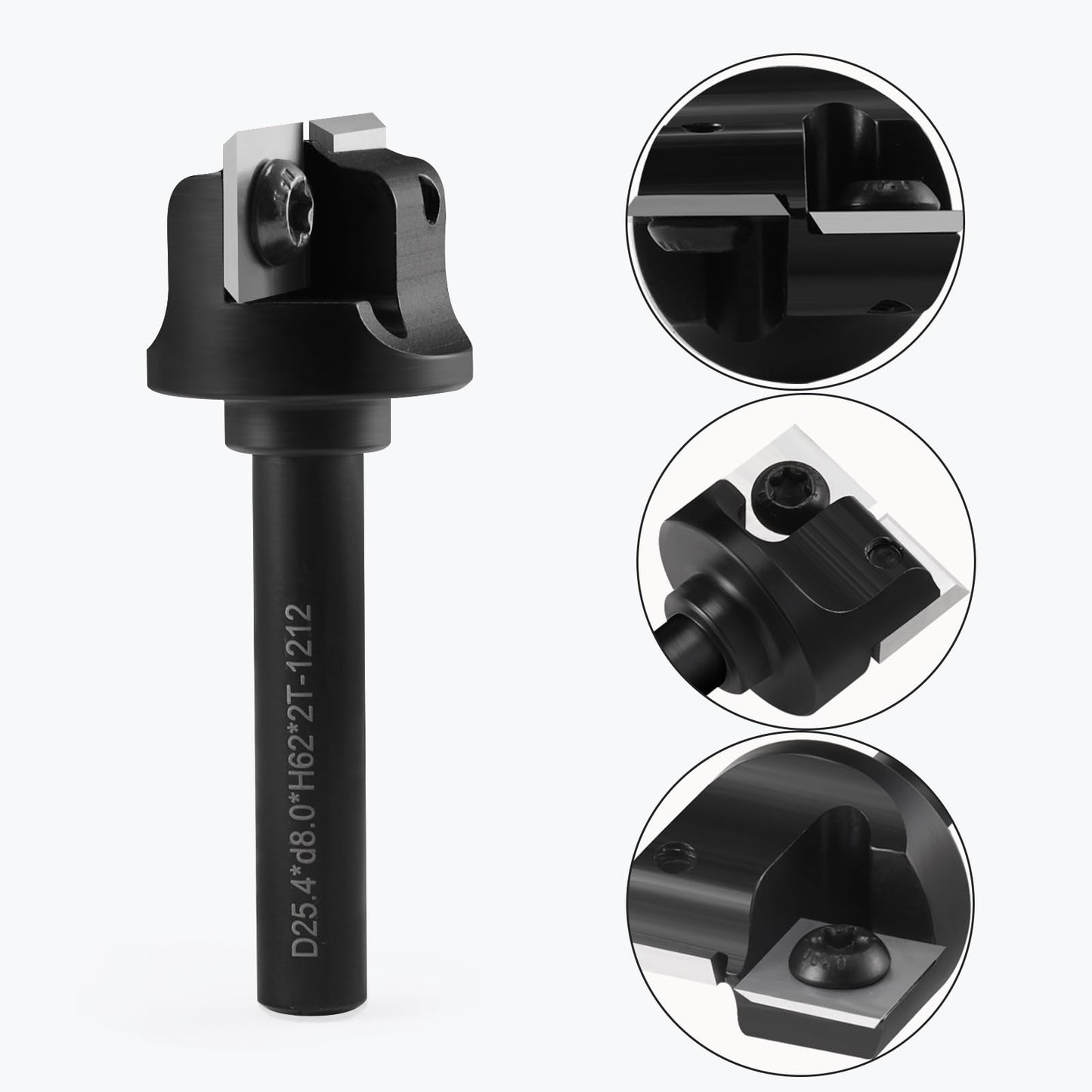 2 flute planing cutters with 8mm shank 25.4mm cutting diameter planing cutter with 5PCS inserts planing cutter for router spoilboard surfacing router bit Forward CNC cutter for wood flattening cutter
