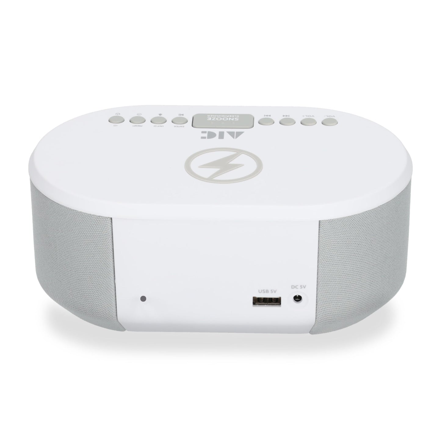 AIC radio alarm clock DAB with charging function Bluetooth QI function USB dual alarm 18DAB white