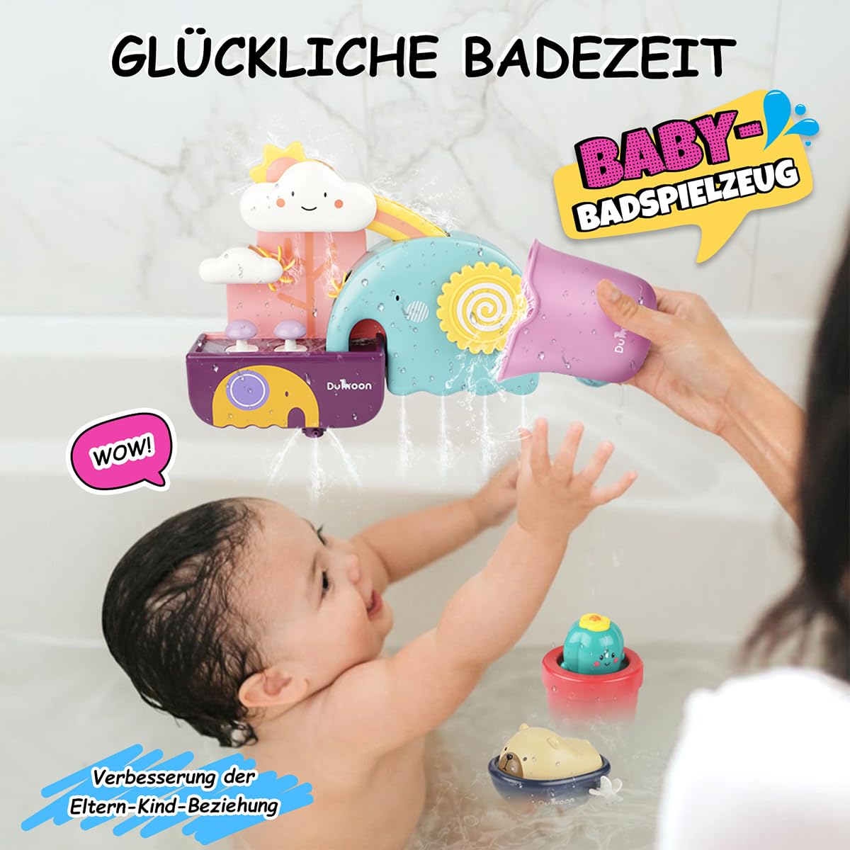 GILOBABY Bath Toy Set, Baby Bath Tub Toy, Water Toy for Kids with Cup, Bear, and Cactus, Baby Toy Gift for Boys and Girls Birthday from 6 Months.