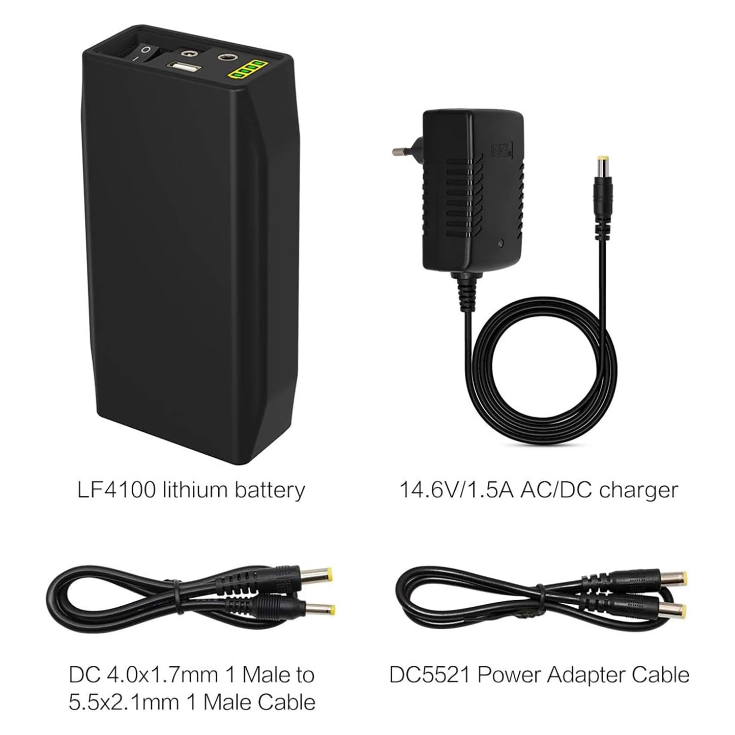 TalentCell Powerbank, LiFePO4 Battery, 12/9/5V Lithium Iron Phosphate Battery, rechargeable, 12.8V 6000mAh 76.8Wh, with charger, for LED light strips, CCTV cameras, etc, Black