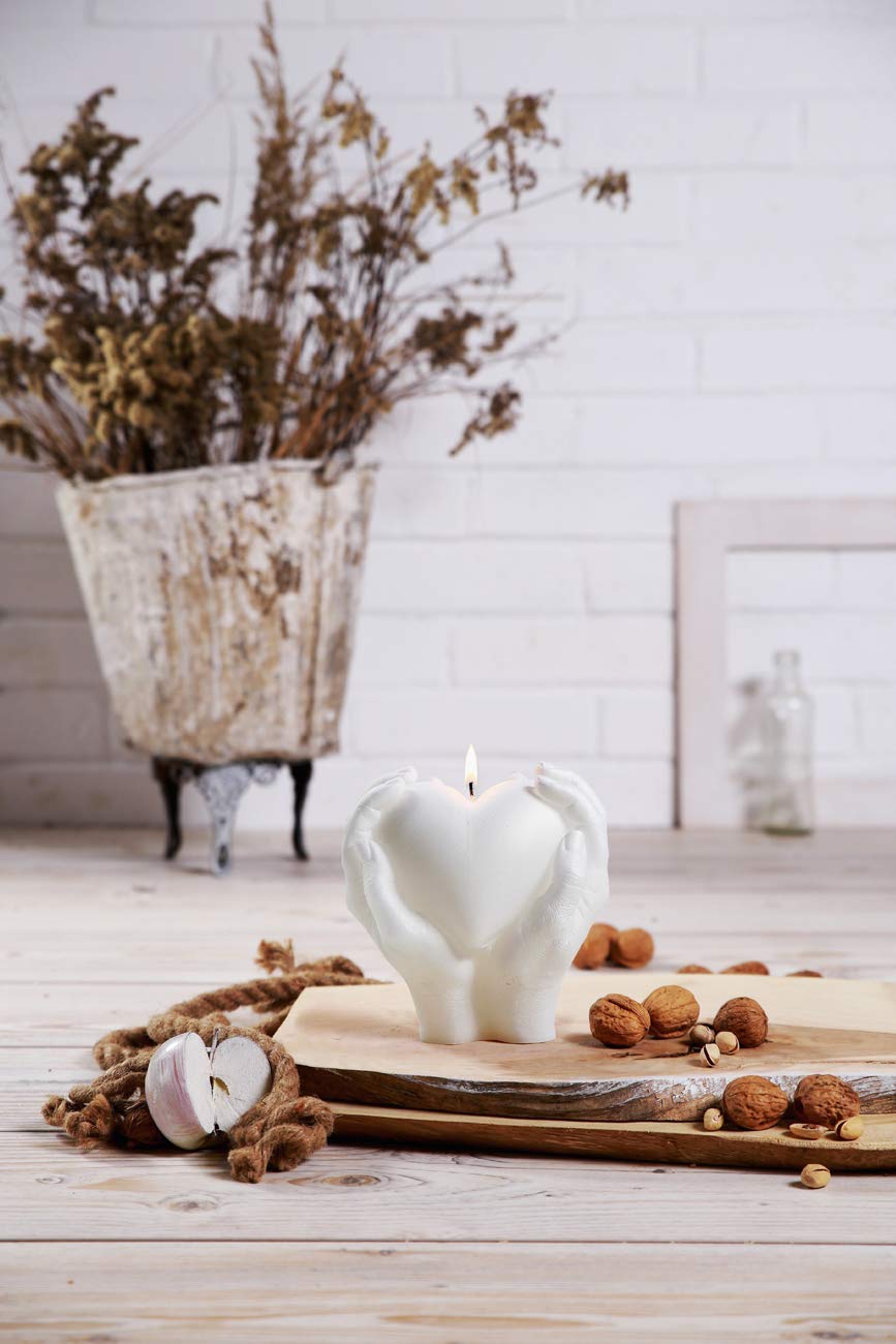 Candellana Candle Hand Love Edition | Height: 16 cm | White | Handmade in the EU, 15.2 x 15.2 x 15.2 cm
