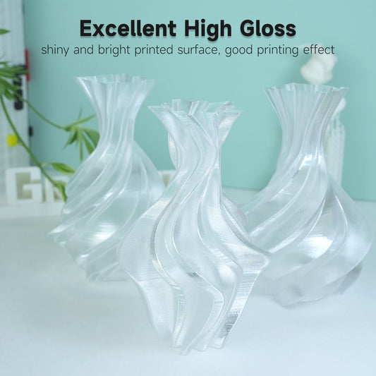 GratKit PETG 3D printer filament 1.75mm 6kg spool, 3D printing filament ±0.03mm precision, Easy to print, Even winding, 6 * 1KG, 6 Packs, Transparent