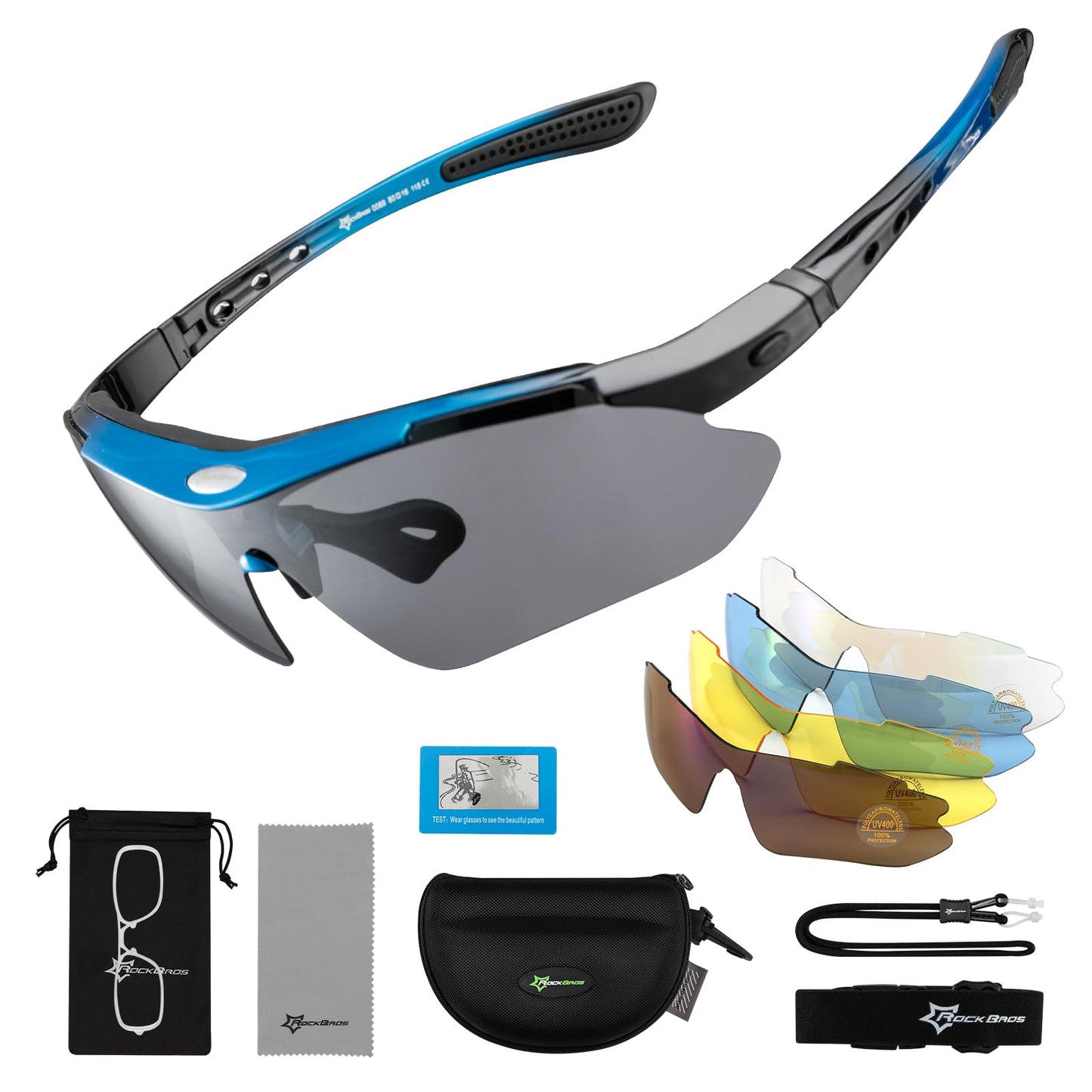 ROCKBROS Bike Glasses Polarized Sunglasses with 5 Interchangeable Lenses for Women Men Sports Glasses Cycling Running Fishing for Outdoor Sports.