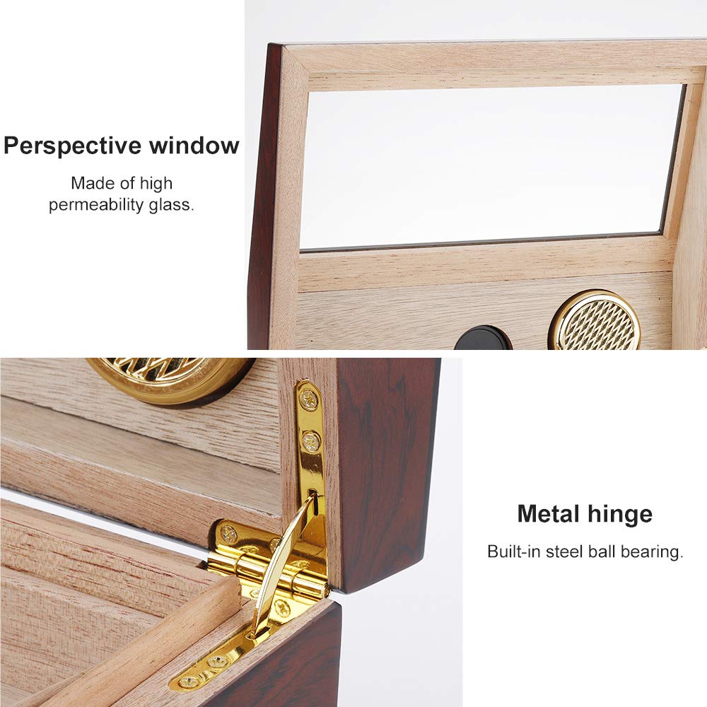 PIPITA Cigar Humidors, Cigar Box with Hygrometer and Humidifier, Cedarwood Desktop Cigar Humidors for 40 Cigars (PD089)