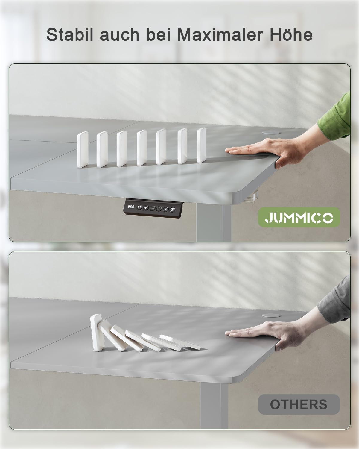 JUMMICO Height Adjustable Desk with USB Charging Port 200 x 80 cm, Electric Height Adjustable Desk, Standing-Sitting Table Standing Desk Adjustable Computer Table, Standing Desk, Gray