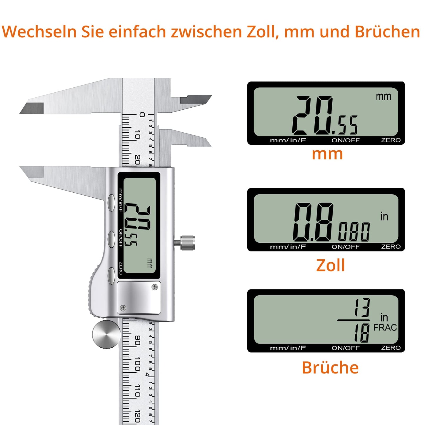 Proster Digital Caliper 6 Inch / 150mm + 32 Feeler Gauge Digital Vernier Caliper Electronic Measuring Tool Inch/Fractions/Metric Caliper for Length Width Depth Inner/Outer Diameter