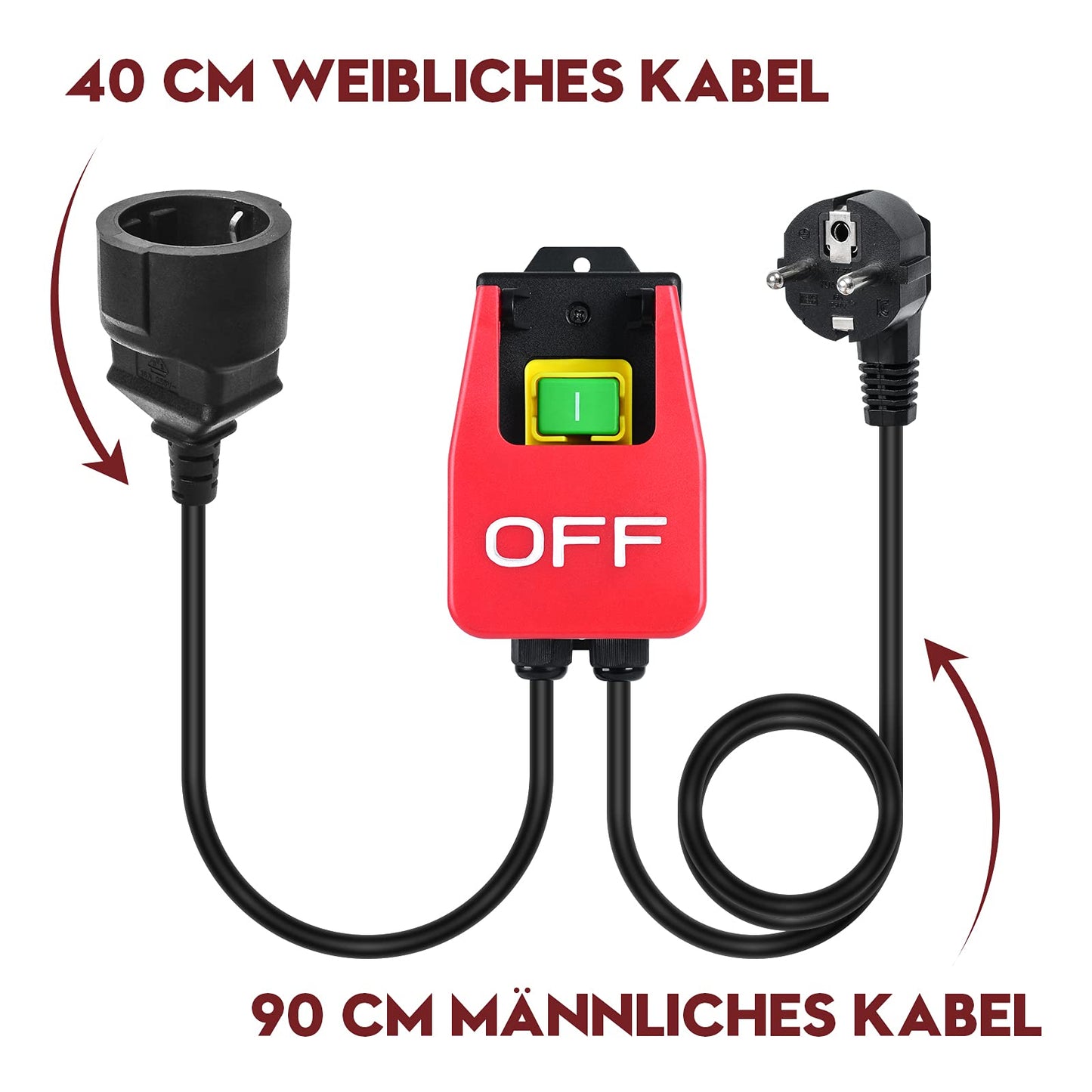 220V Single Phase On/Off Switch, Briidea Safety Switch Zero-Voltage Switch with Socket, Machine Switch for Quickly Shutting off Router Table and Other Electrical Devices.