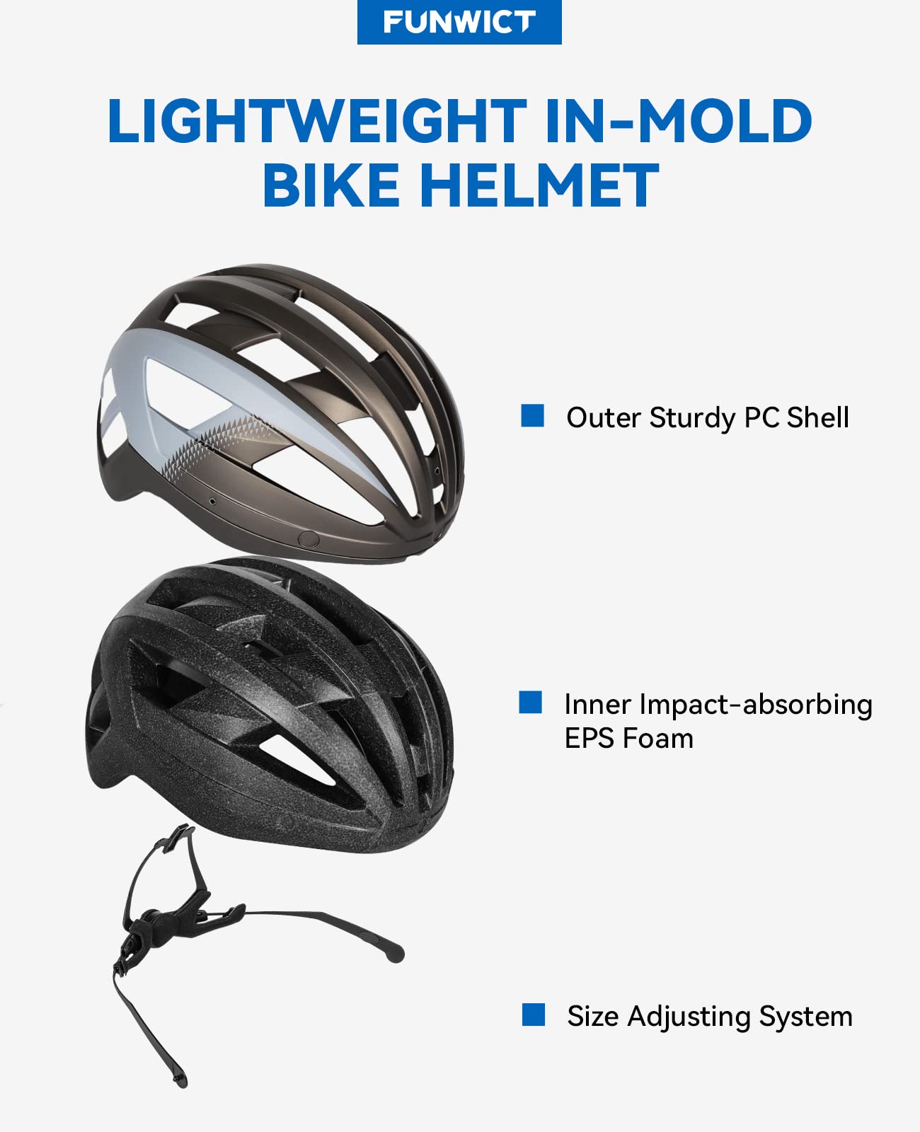 FUNWICT Bike Helmet with Visor for Men Women, Lightweight Bike Helmet with Magnetic Glasses and USB Charging LED Light, Stylish Mountain Bike Helmet Size M/L, White Black (XL: 59-63 cm, Titan Gray)