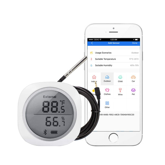 Inkbird IBS-TH1 Plus is a Bluetooth hygrometer thermometer greenhouse reptile data logger for Android IOS.