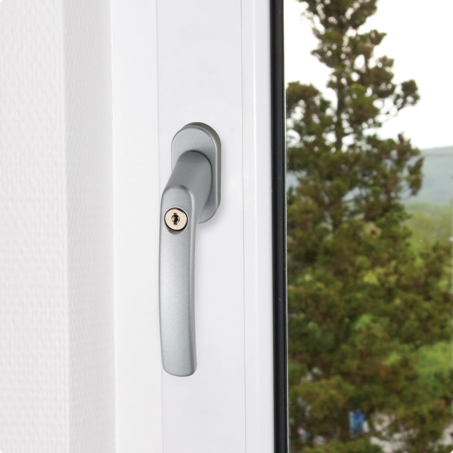 ABUS Lockable Window Handle FG200 AB208-10pcs Set - Window knob with cylinder lock, keyed alike - ABUS security level 3-88561 - Silver