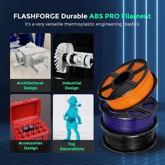 FLASHFORGE ABS PRO 3D Printer Filament, Durable and Heat-resistant Filaments, 1kg spool (2.2lbs), Dimensional Accuracy +/- 0.02mm, Strong and Long-lasting ABS Consumables (Orange)