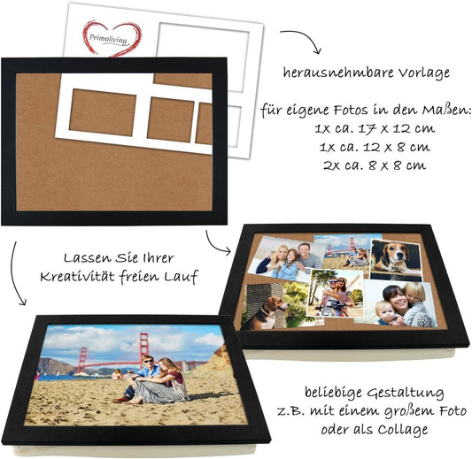 PrimoLiving Lap Tray with Picture Frame - 43 x 32.5 x 8 cm - Tray for Laptop - Sofa or Bed Tray - P-786