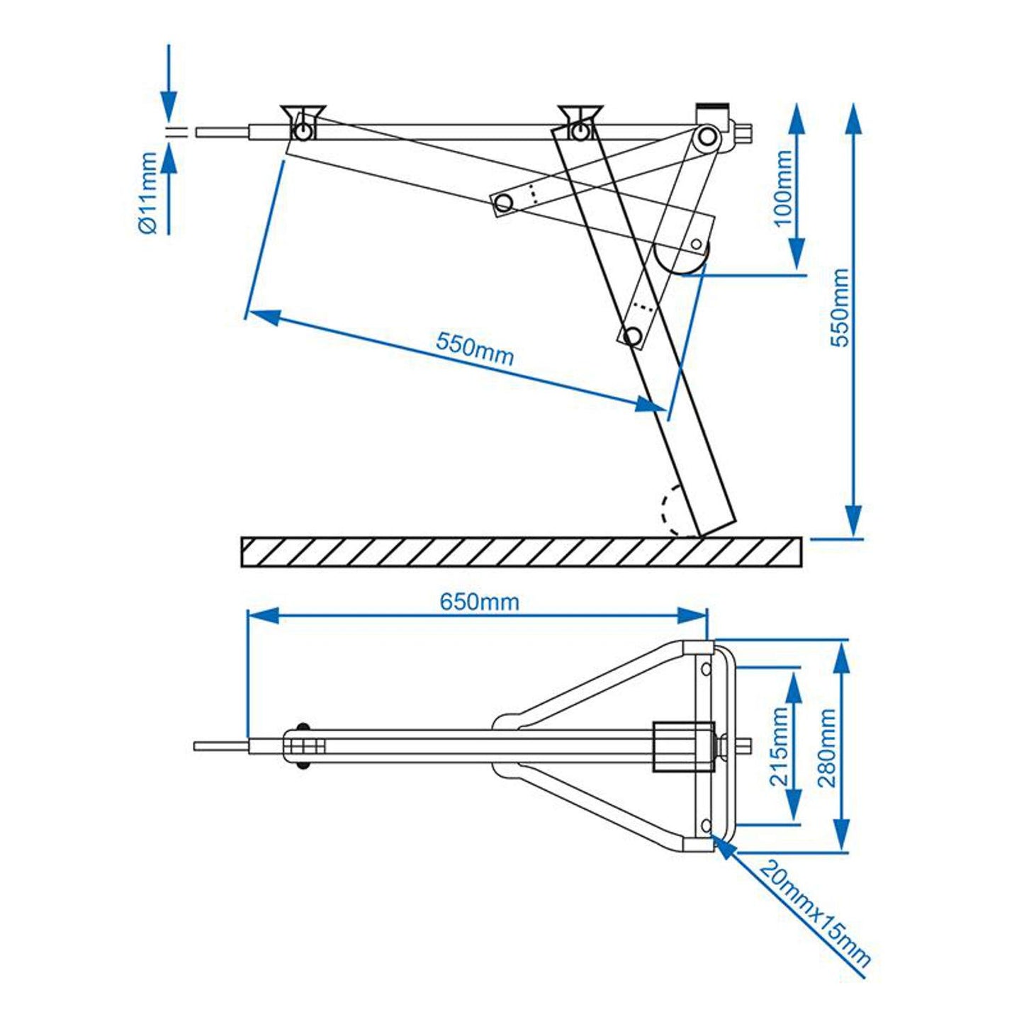 4x PROPLUS stabilizing jack support foot support bracket caravan 19mm crank supports 600kg