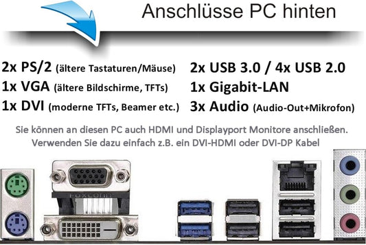 shinobee® Intel Core i7 4770 Multimedia PC - Fast computer for office & home office - System with 3.9 GHz - 32GB RAM - 1000GB SSD - DVD+RW - USB3.0 - WLAN - Windows 11 Pro | MS Office | #6956