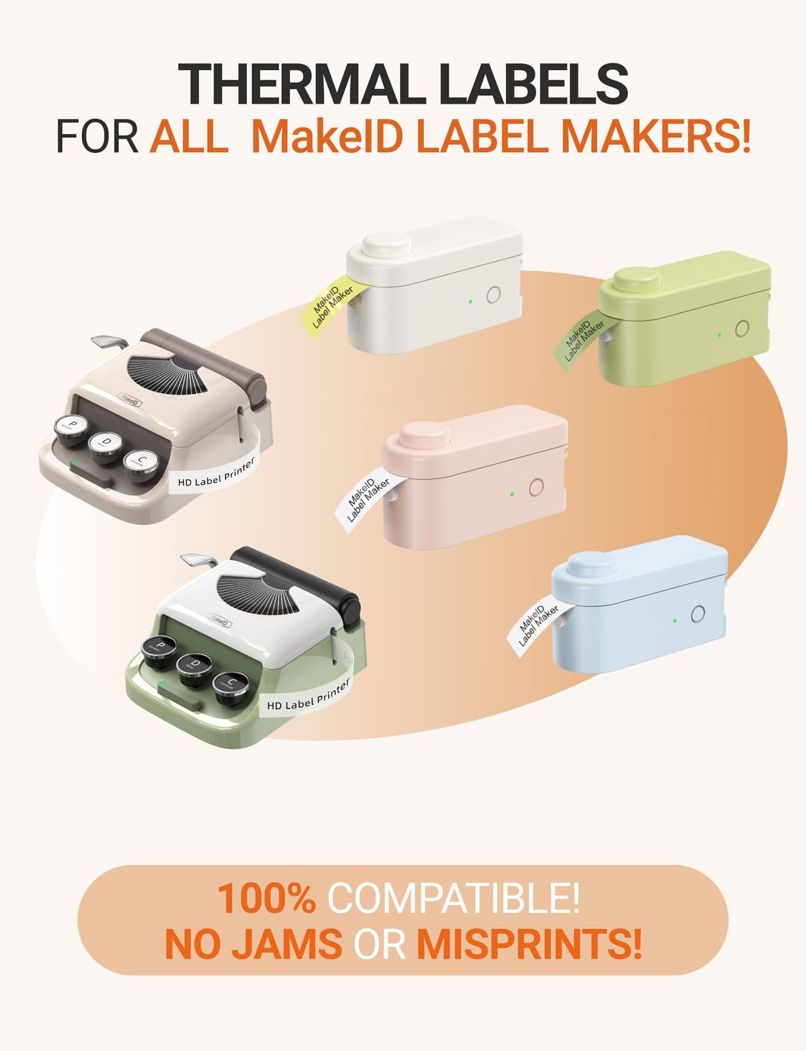 MakeID label tape compatible with L1/Q1/E1 (16mm x 4m) Self-adhesive plastic as label tapes 3 x white