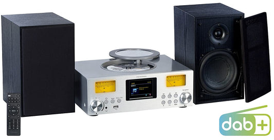 VR-Radio Mini system: Micro stereo system: web radio, DAB+, CD, Bluetooth, app, 300 W, silver (compact systems, HiFi compact system, smartphone tuner)