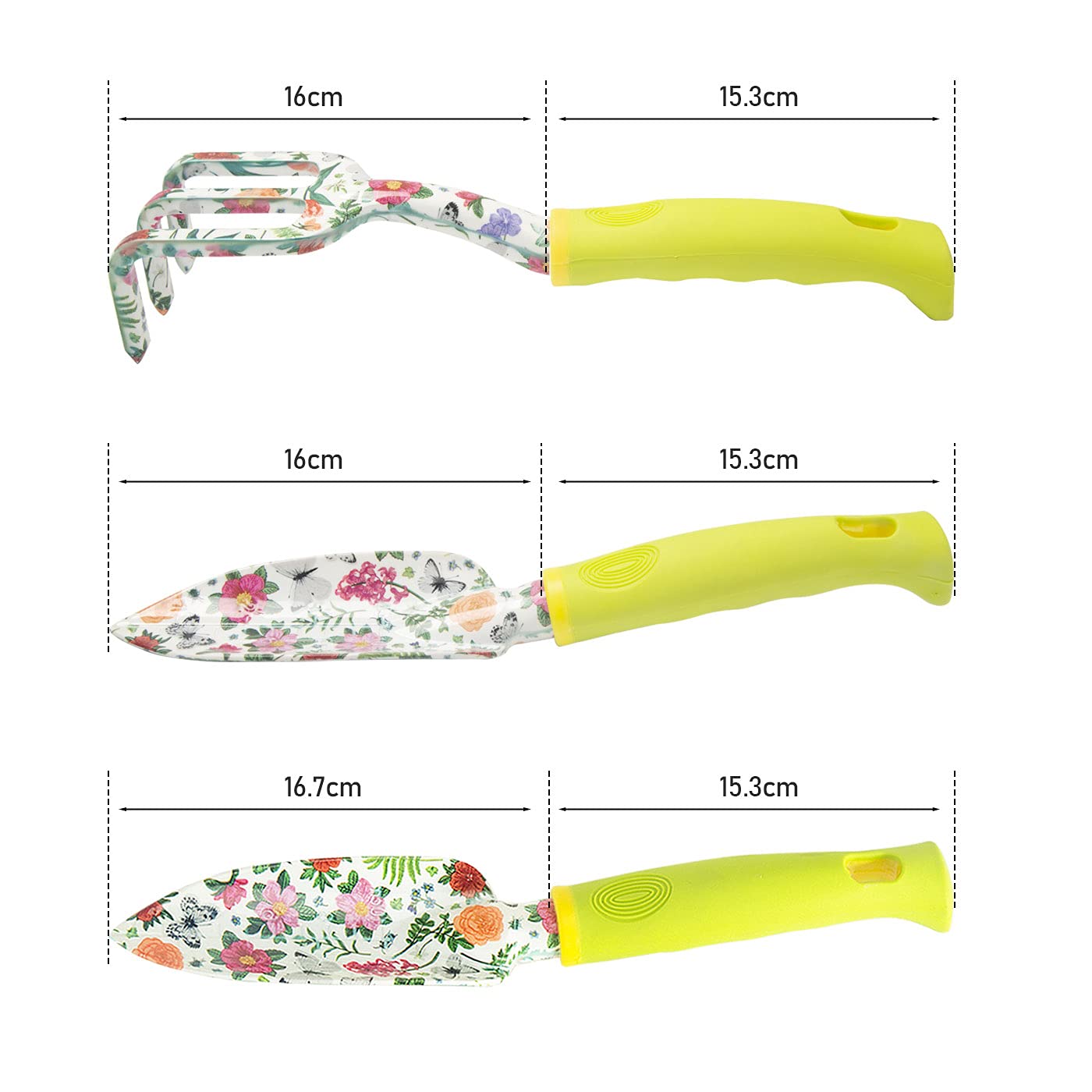 STANEW Garden Tools Set, High Performance Aluminum Gardening Supplies, Outdoor Gardening Gear for Women with Flower Print, 5 PCS including Trowel, Hand Rake, Transplanter, Gloves, Apron