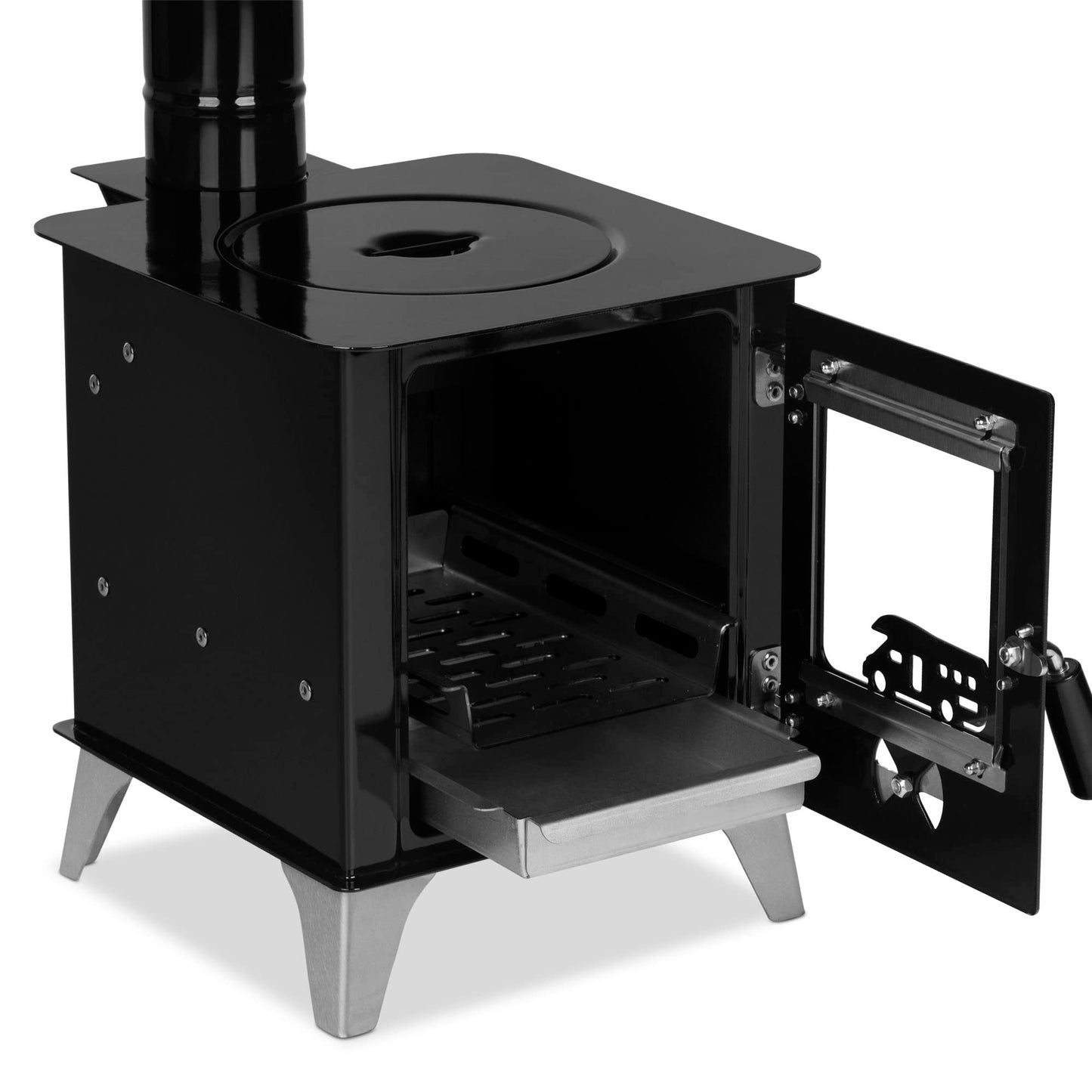 ECOfoxx Outdoor Stove TINY with hotplate, tent stove, patio stove, camping stove, outdoor fireplace, garden stove