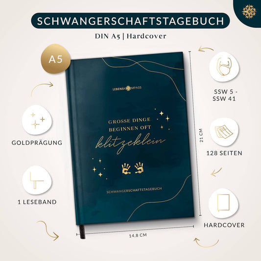 "Life Compass® Pregnancy Journal "TWINKLE" Pregnancy book for memories, reflection, and mindfulness - Pregnancy diary with space for photos and notes - A5"
