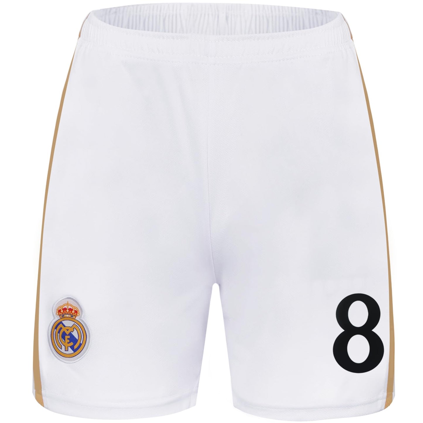 PraiseLight R. Madrid Toni Kroos #8 Home Kids Jersey 2023/2024 Soccer Shorts Socks Set Youth Sizes (White, 26)