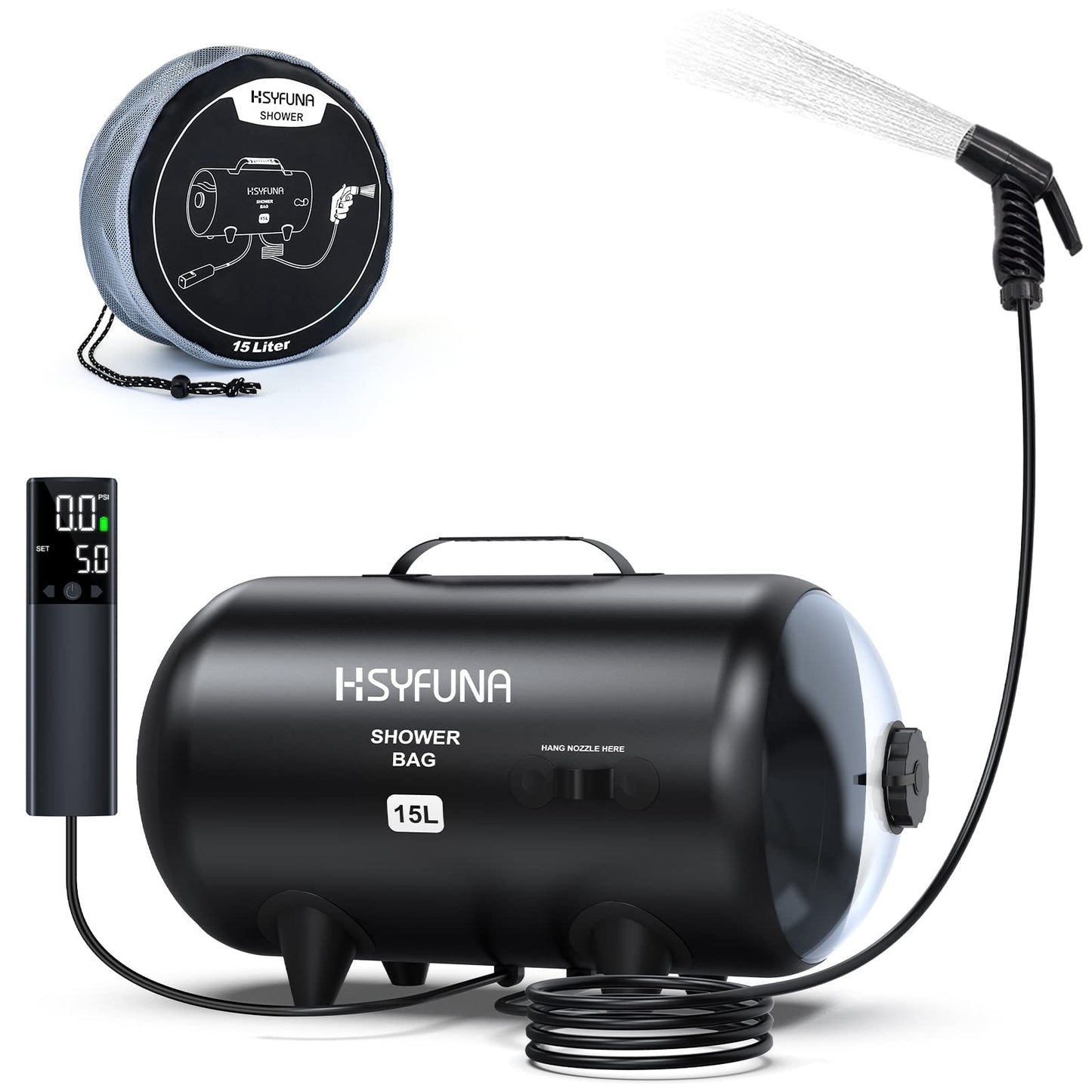 HSYFUNA Camping Shower Outdoor, 20L Camping Shower Bag, high water flow, handheld shower, solar shower, PVC shower bag, portable shower for camping, beach, backpacking.