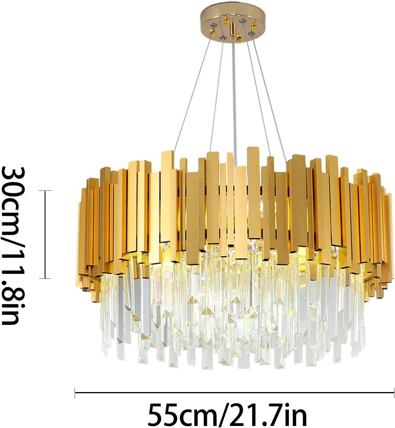 AHXIAOZN Modern Crystal Chandelier, Crystal Ceiling Light Gold, 9xE14 Lights for Dining Room, Kitchen, Living Room, Bedroom, Hallway, Café, Bar