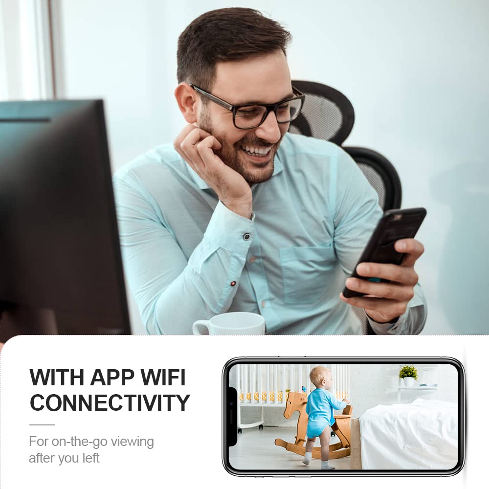 AOBOCAM Mini Camera, 1080P HD WiFi Indoor Surveillance Camera for Live Streaming on Mobile App, Night Vision Camera with Motion Detection/Long Battery Life/Cloud Storage (-3)