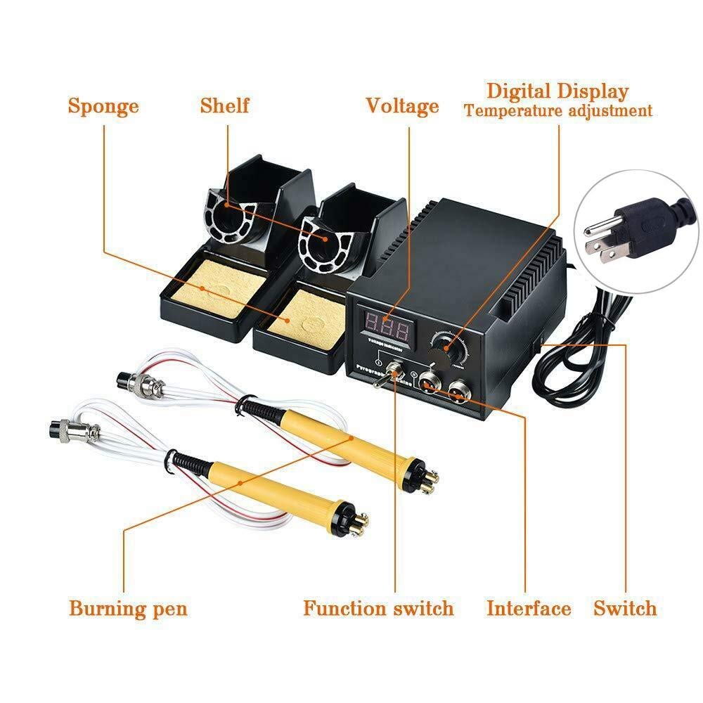 Wood burning tools, digital display pyrography station wood burner with 2 professional branding pens 20 wire tips 60W Includes gift bag