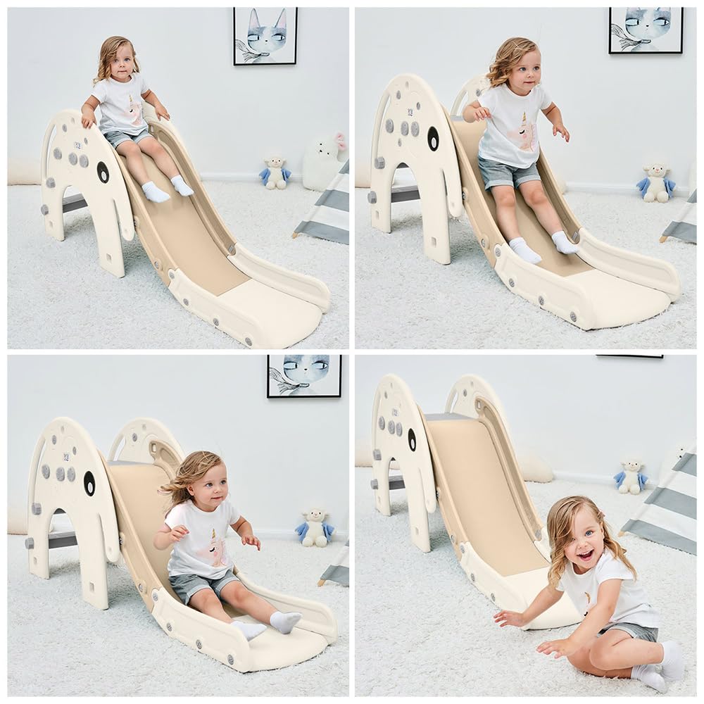 Baby Vivo Kids Slide Children Slide Garden Slide Toddler Slide Plastic Elephant rounded corners & edges for Indoor & Outdoor in Coffee/Brown