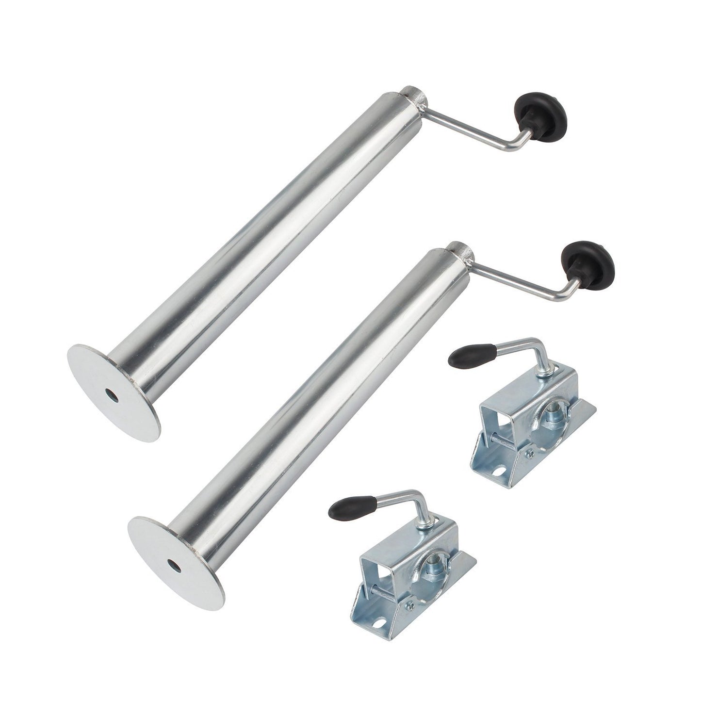 Kefflum trailer jack stand set, support foot trailer 2X support stands incl crank stands for trailer bracket and clamp holder for car trailer, trailer stands height 480mm-690mm, 2T load capacity.