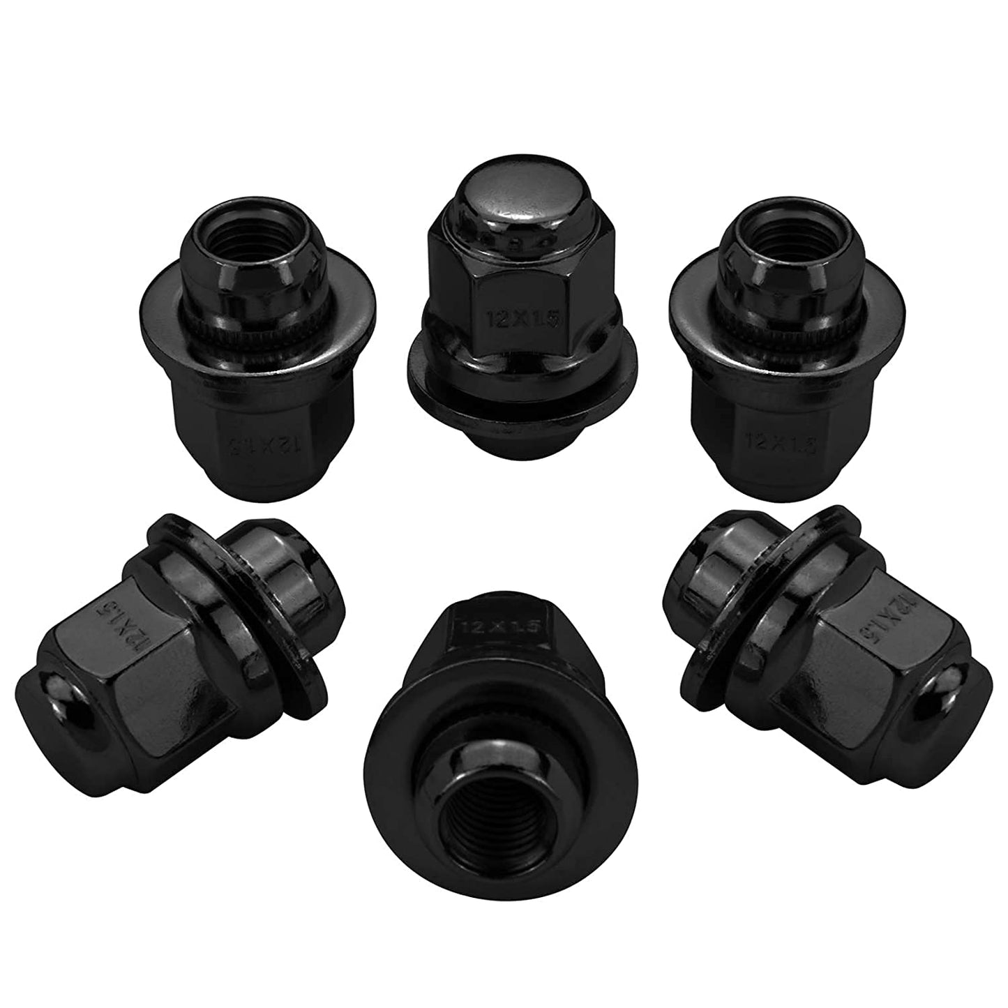 20x wheel bolts M12x1.5x47.5 flat seat D30 SW21 - Black