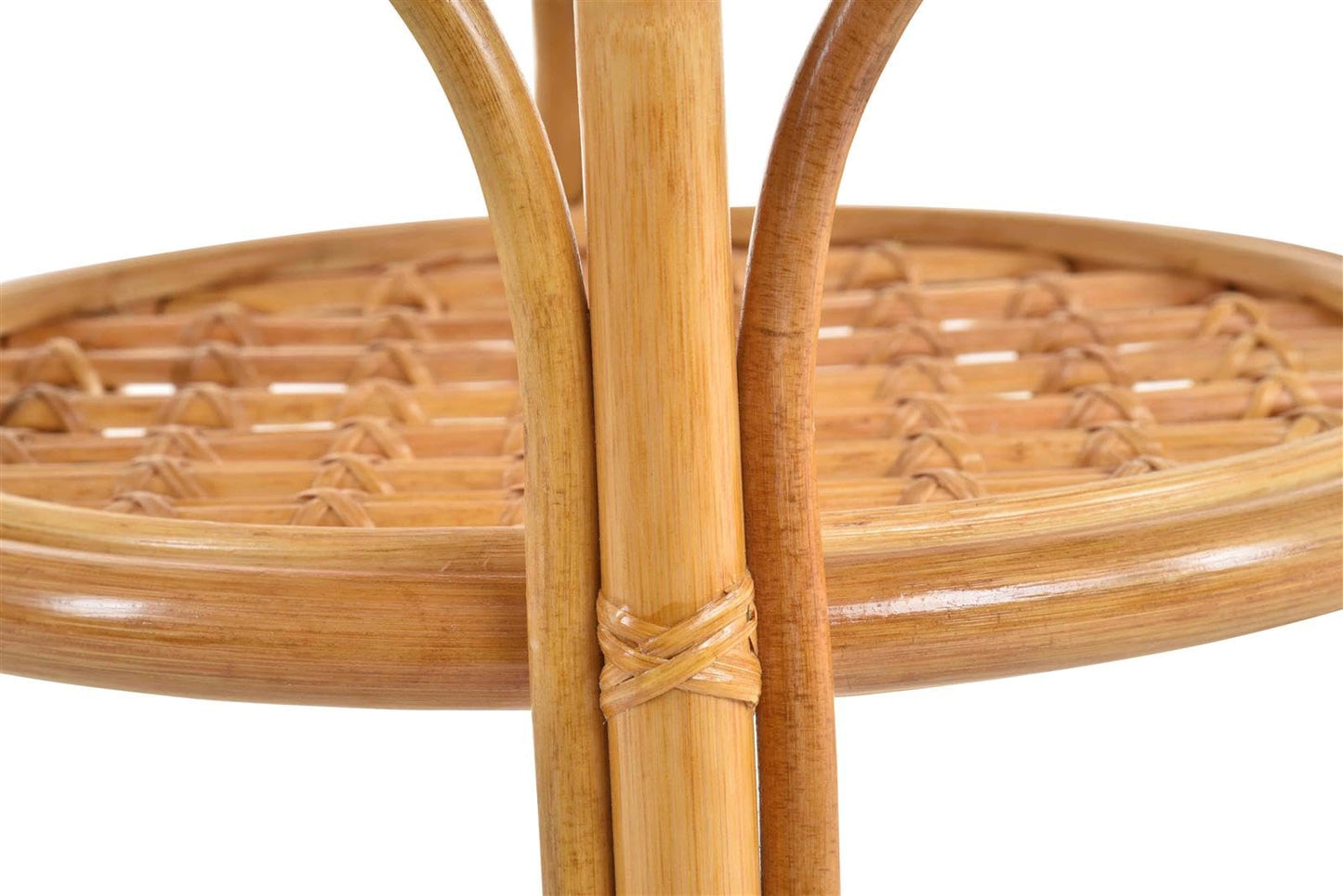Basket-Outlet Rattan Table/Side Table Round/Coffee Table Rattan Table Shelf (Honey)
