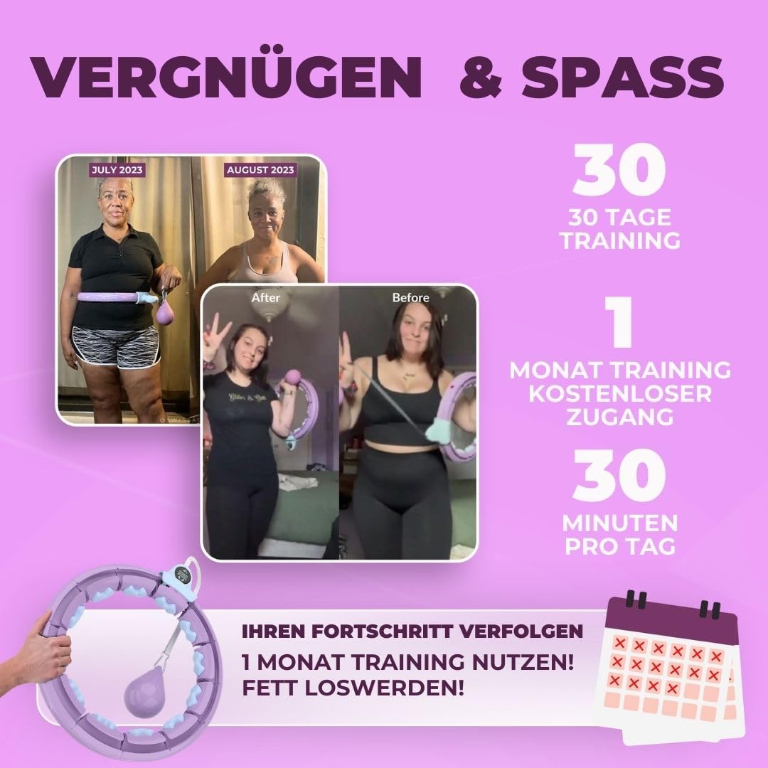 Swiss Activa+ S5.S Silent Hula Hoop hoop for adults with counter 60-112cm - Extra quiet - Doesn't fall down for women to lose weight - Smarter fitness with weight